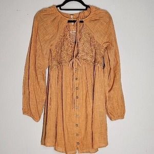 Free People Summer Struttin Mini Dress Orange Size Small Brand New!‎